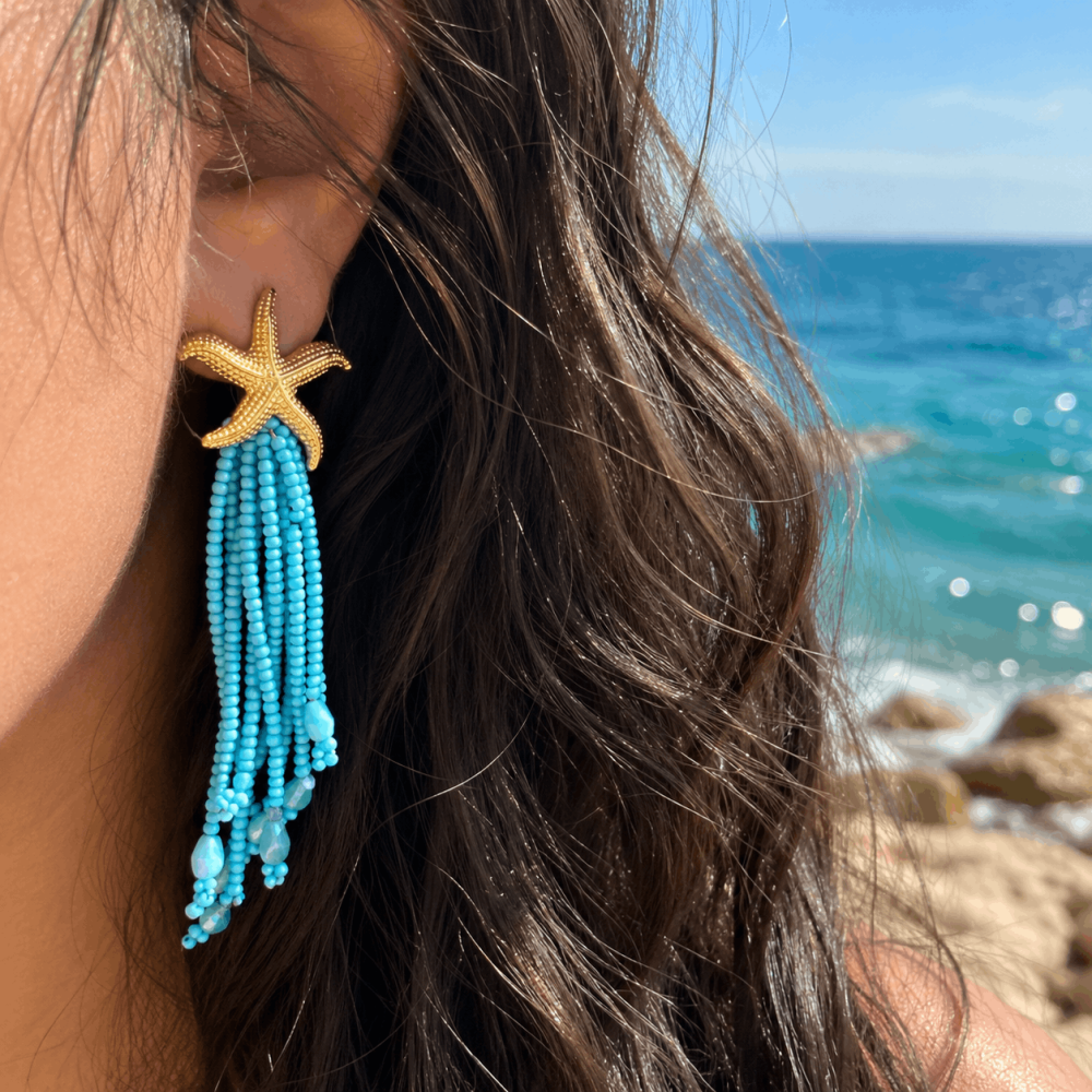 Boucles d'Oreilles Étoile de Mer & Perles | Gaou Bijoux