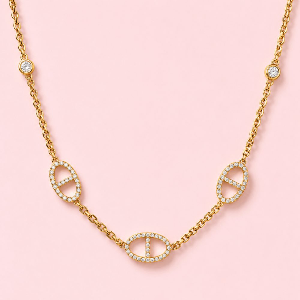 Collier Maille Marine Cristaux en Acier Inoxydable | Gaou Bijoux