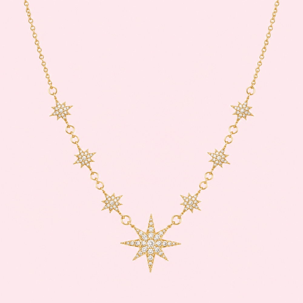 Collier Étoiles Scintillantes en acier inoxydable | Gaou Bijoux