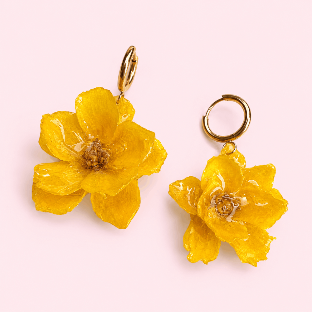 Parure Fleur Résine en Acier Inoxydable | Gaou Bijoux