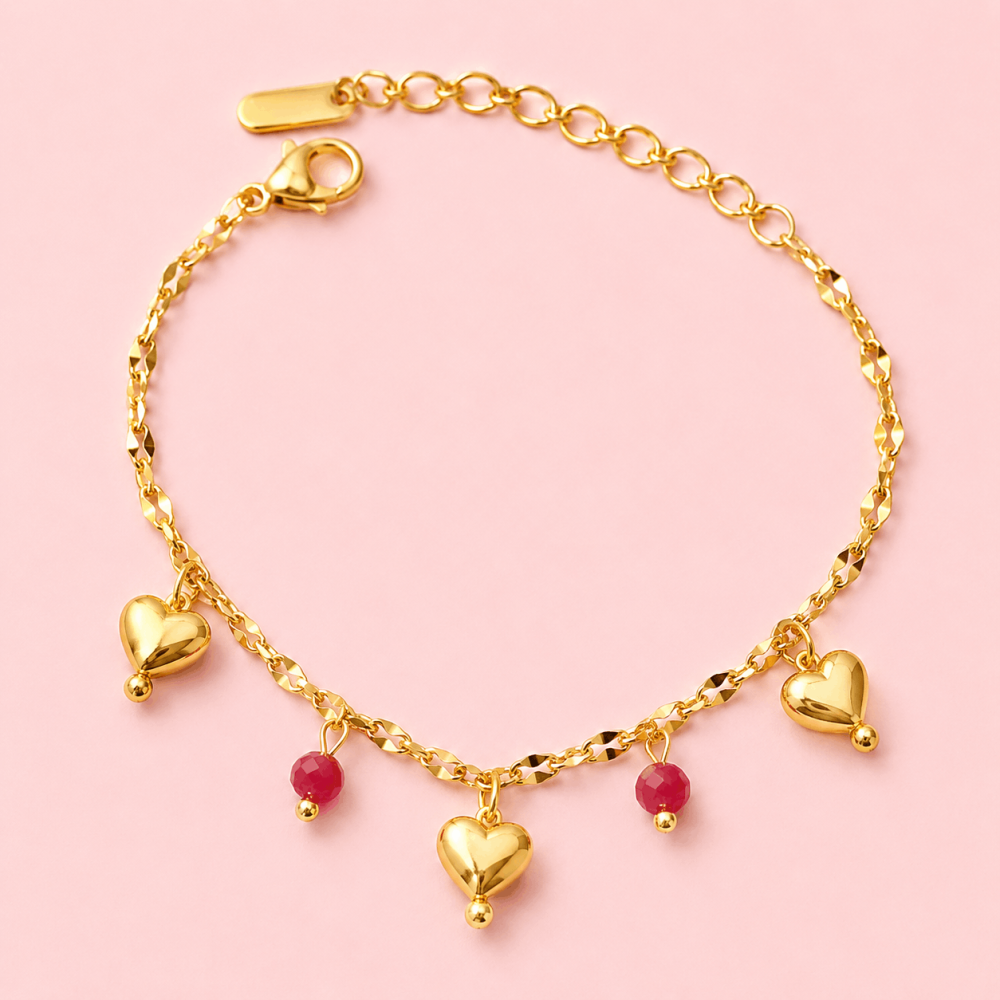 Bracelet Cœurs & Perles en Acier Inoxydable | Gaou Bijoux