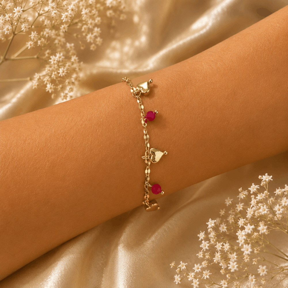 Bracelet Cœurs & Perles en Acier Inoxydable | Gaou Bijoux