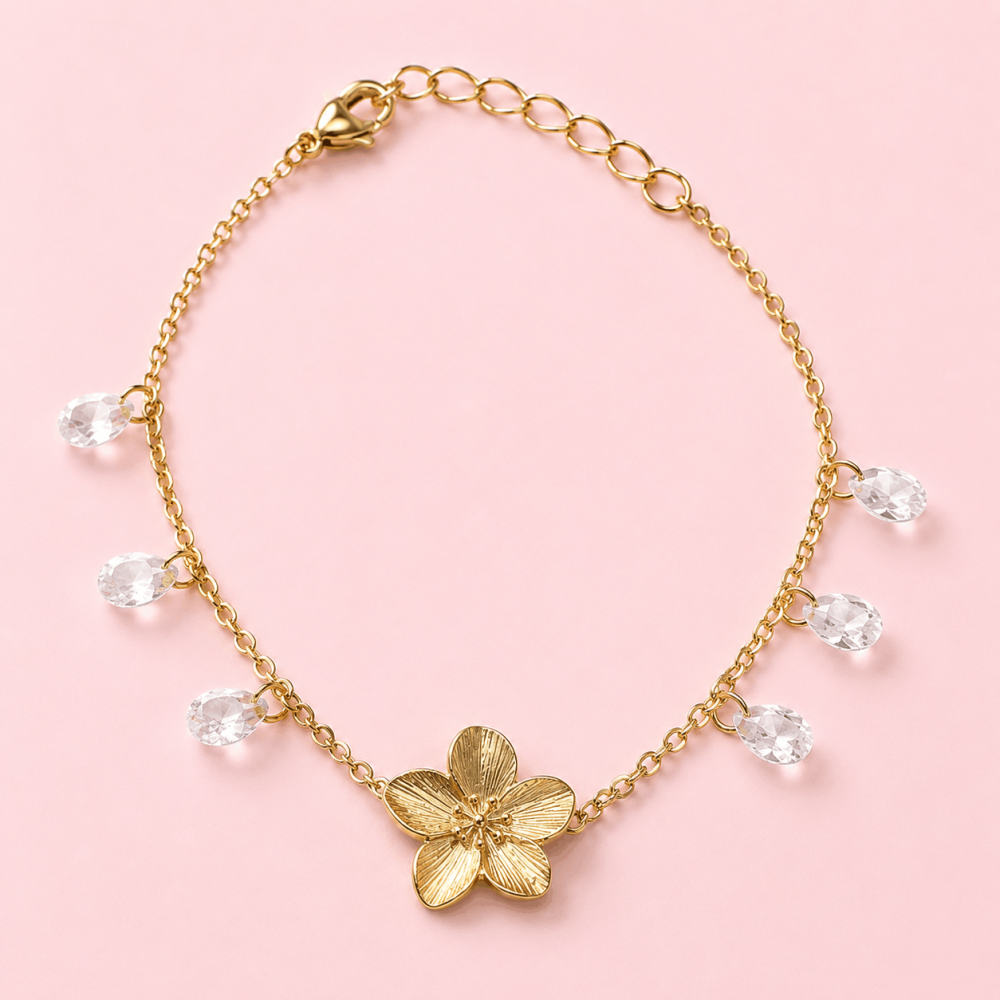 Bracelet Fleur Cristal en Acier Inoxydable | Gaou Bijoux
