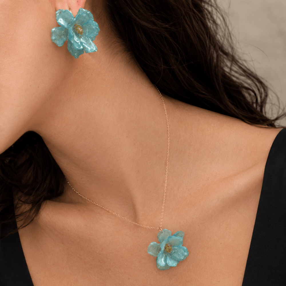 Parure Fleur Résine en Acier Inoxydable | Gaou Bijoux