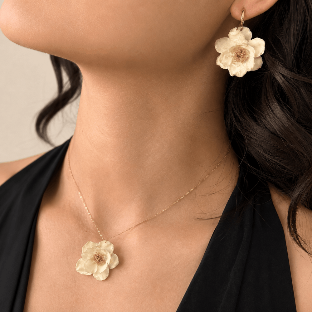 Parure Fleur Résine en Acier Inoxydable | Gaou Bijoux