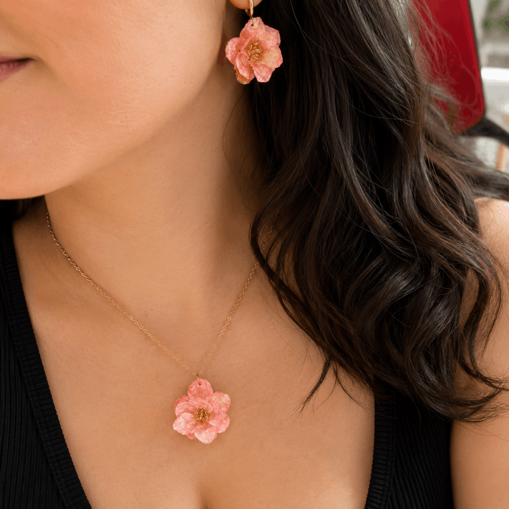 Parure Fleur Résine en Acier Inoxydable | Gaou Bijoux