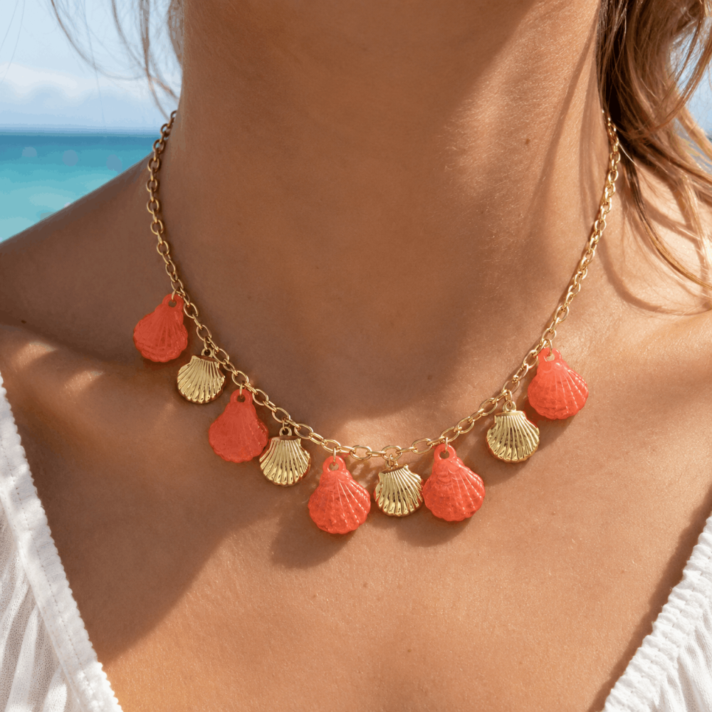 Collier Coquillages Corail en Acier Inoxydable | Gaou Bijoux