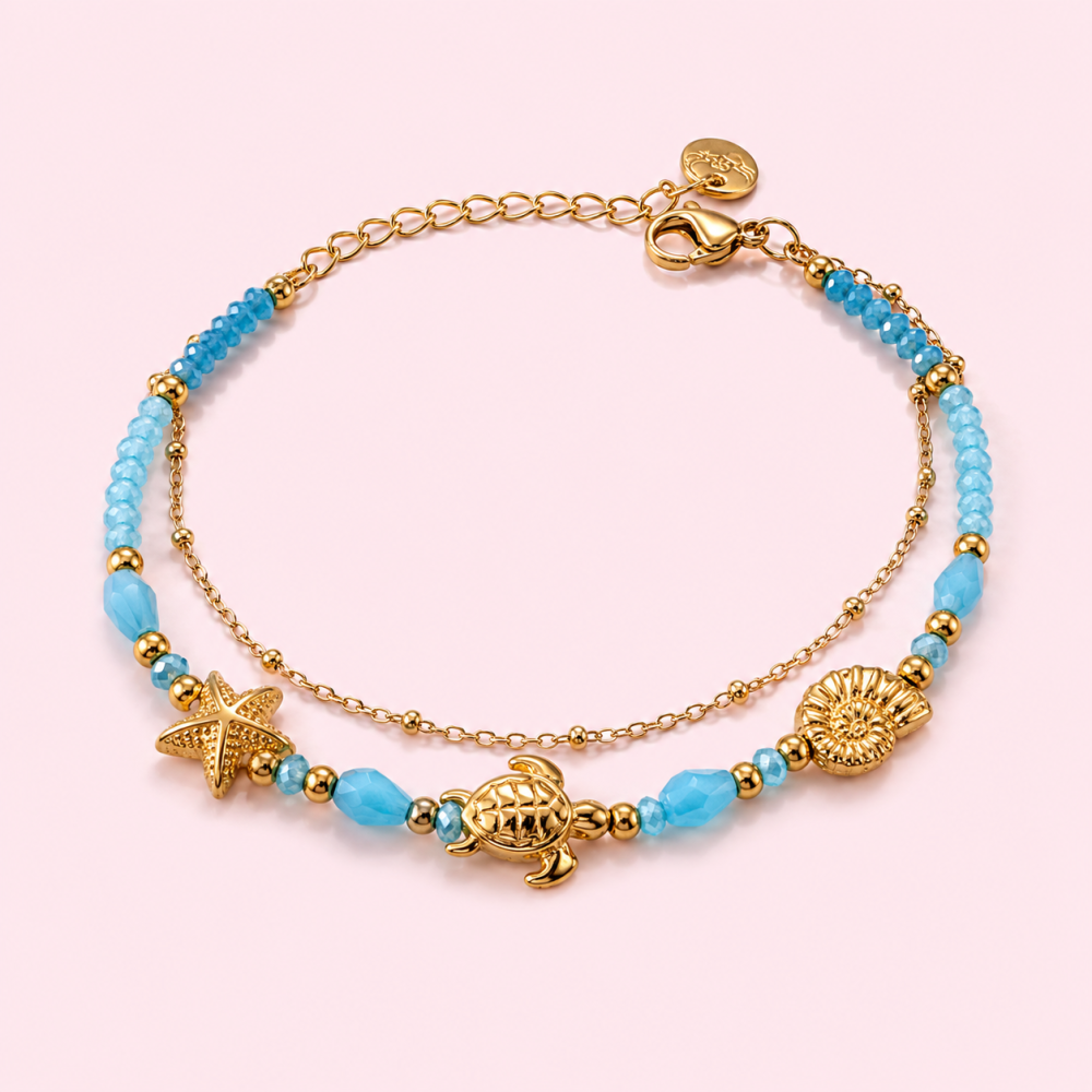 Collier Multirang Tortue & Étoile de Mer | Acier Inoxydable | Gaou Bijoux
