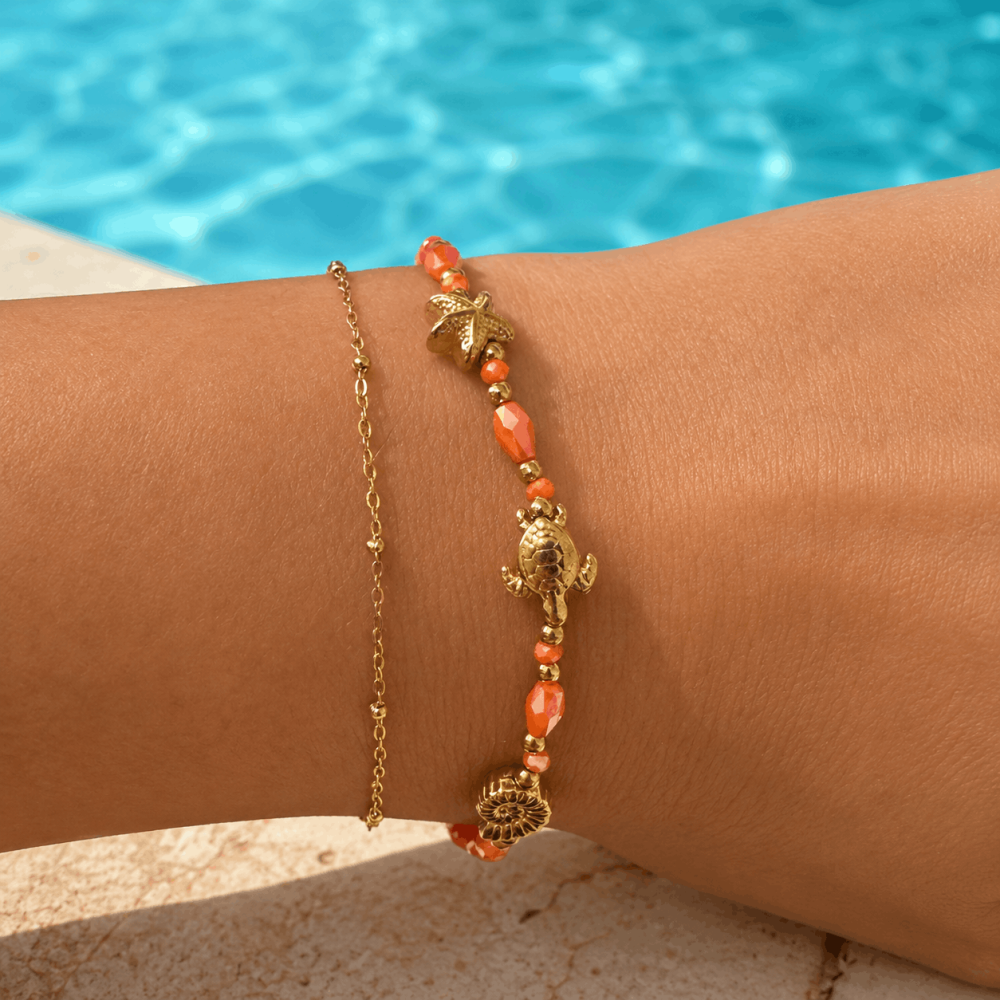 Collier Multirang Tortue & Étoile de Mer | Acier Inoxydable | Gaou Bijoux
