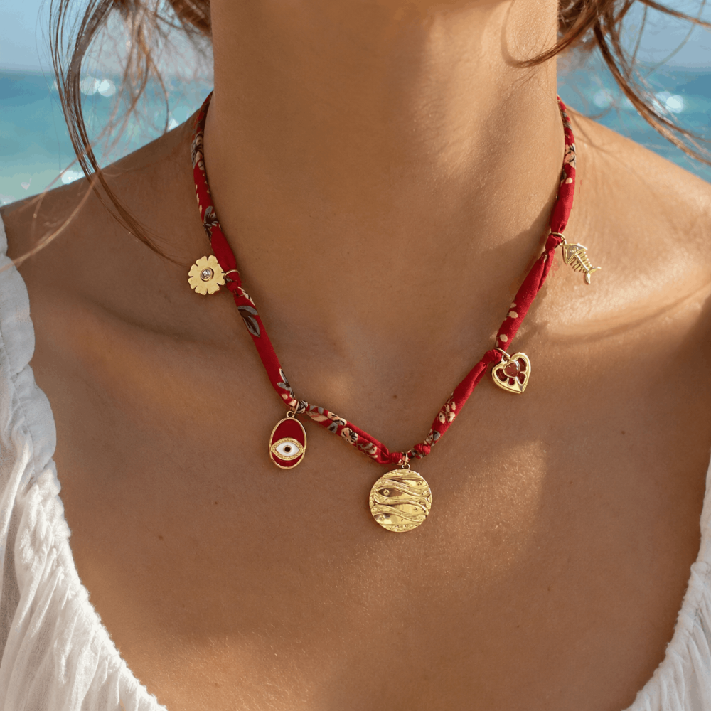 Collier Bandana Charms en Acier Inoxydable Doré | Gaou Bijoux