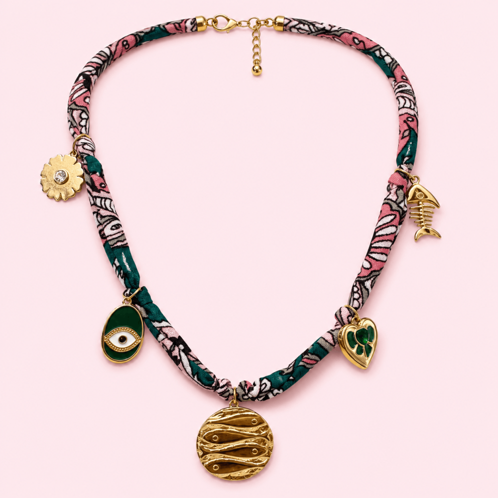 Collier Bandana Charms en Acier Inoxydable Doré | Gaou Bijoux