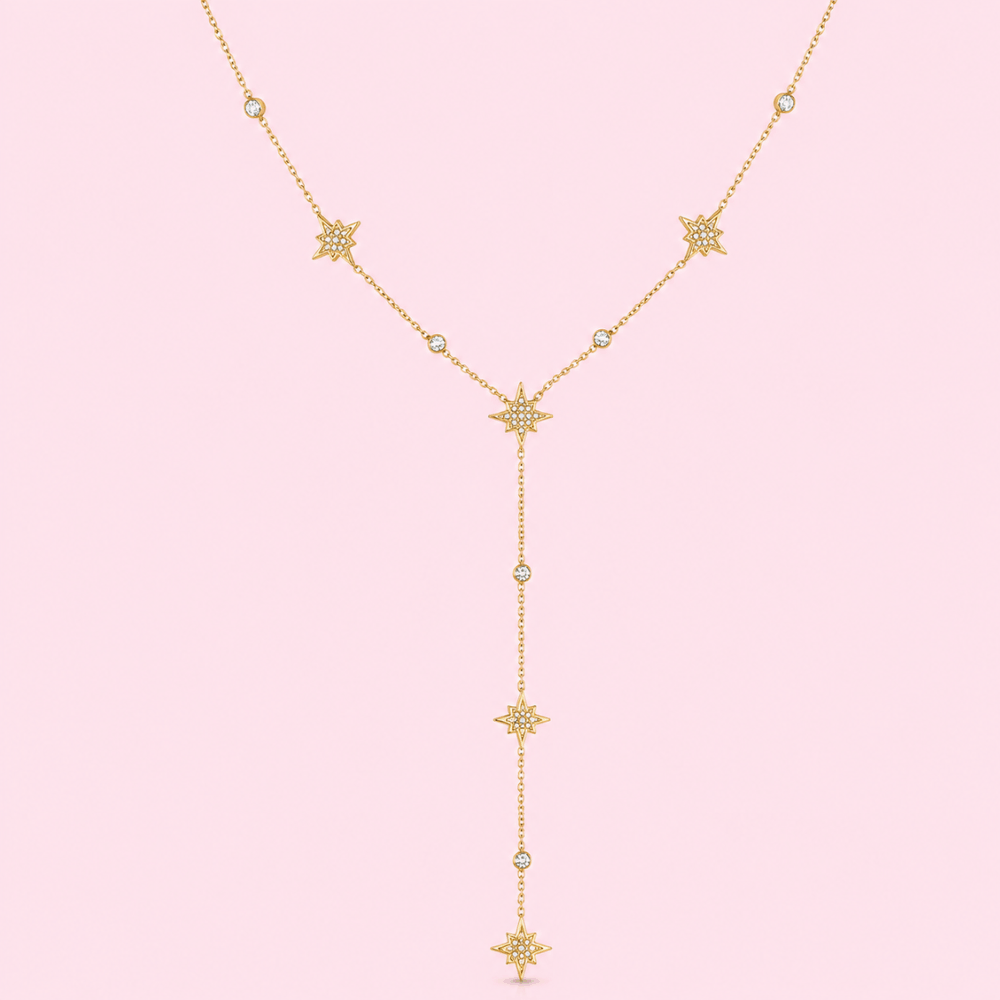 Collier Y Étoiles en Acier Inoxydable Doré | Gaou Bijoux