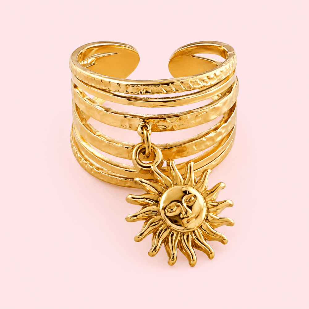 Bague Soleil Réglable en Acier Inoxydable Doré | Gaou Bijoux