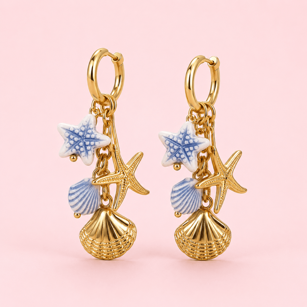 Boucles d'Oreilles Coquillages & Étoile de Mer | Gaou Bijoux
