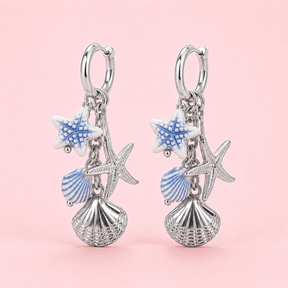 Boucles d'Oreilles Coquillages & Étoile de Mer | Gaou Bijoux