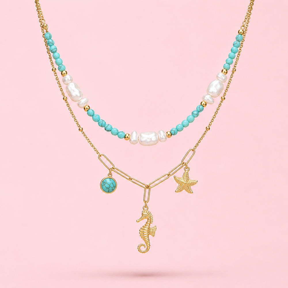 Collier Multirang Coralia Turquoise | Gaou Bijoux