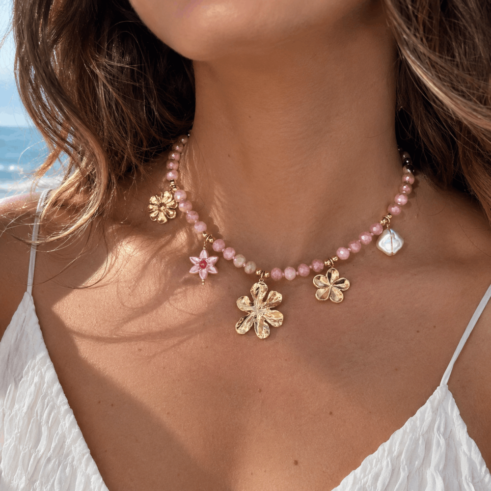Collier Fleur Perles Facettées | Gaou Bijoux
