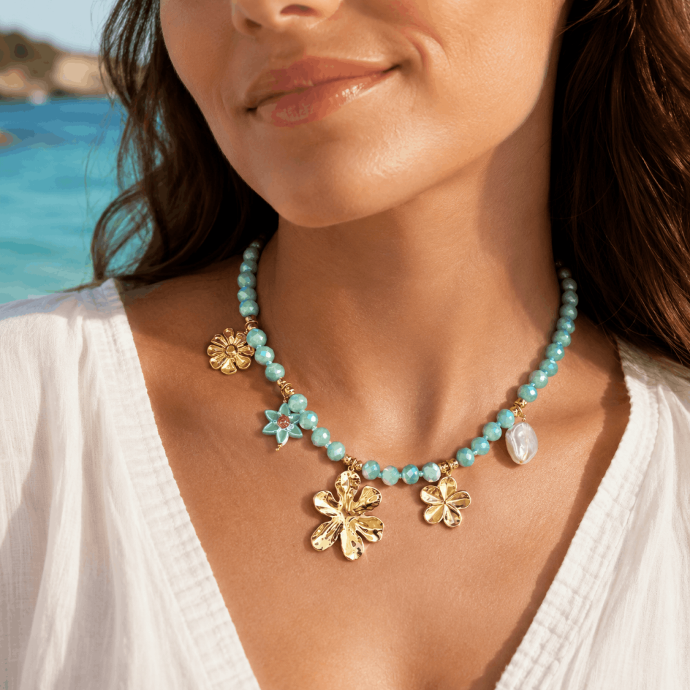 Collier Fleur Perles Facettées | Gaou Bijoux