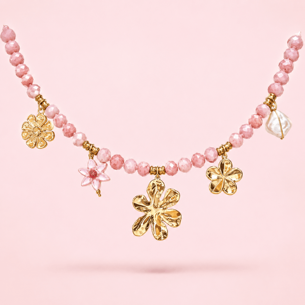 Collier Fleur Perles Facettées | Gaou Bijoux