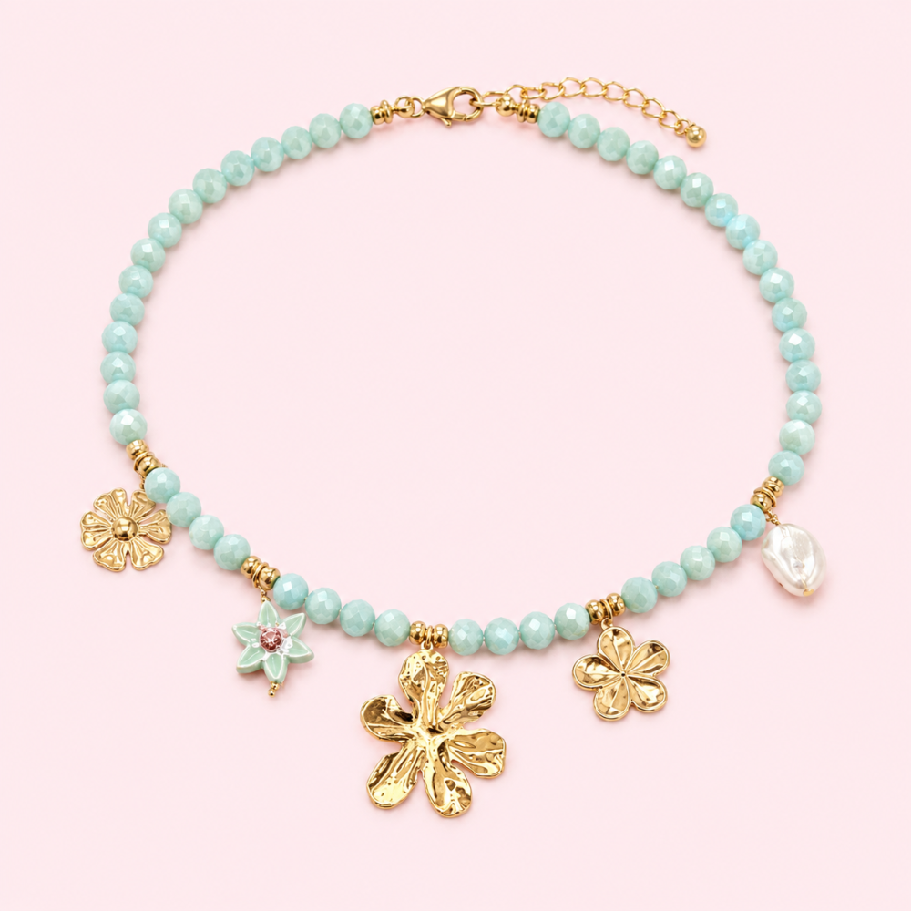 Collier Fleur Perles Facettées | Gaou Bijoux