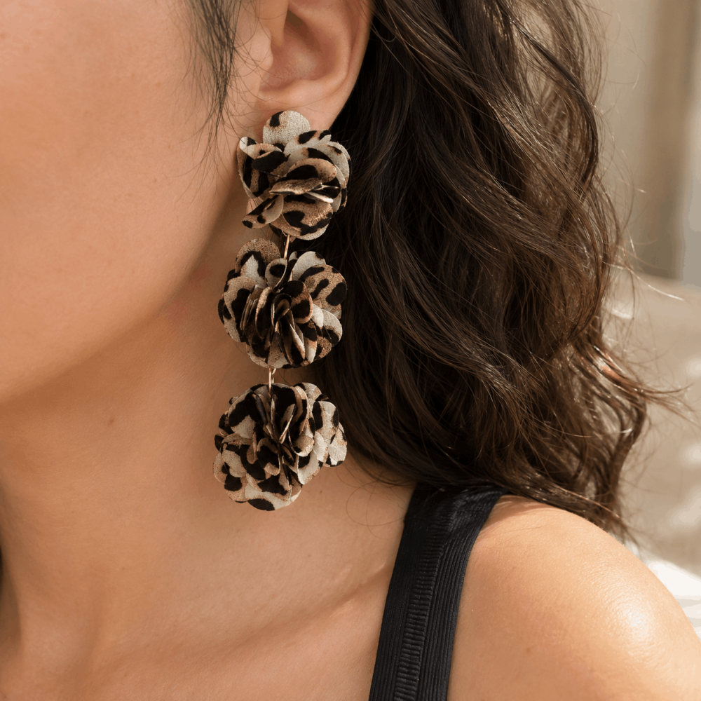 Boucles d'Oreilles Fleurs Léopard | Gaou Bijoux