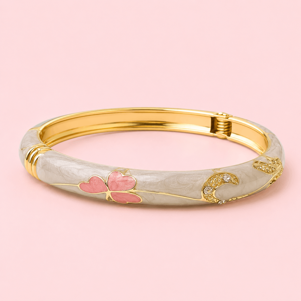 Bracelet Jonc Thaïlandais Trèfle Nacré - Lena| Gaou Bijoux