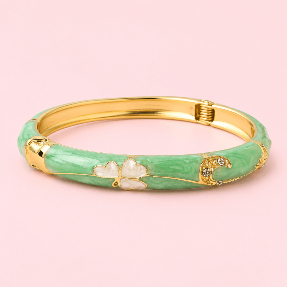 Bracelet Jonc Thaïlandais Trèfle Nacré - Lena| Gaou Bijoux
