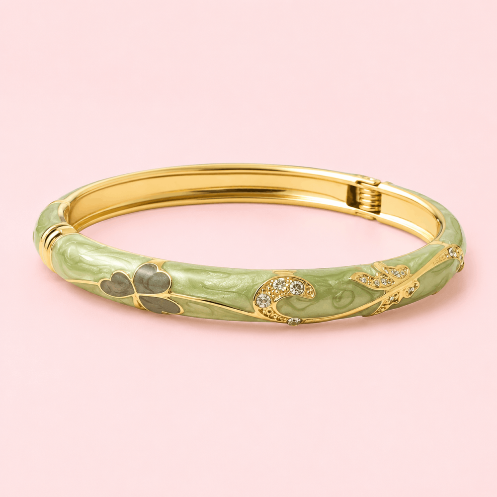 Bracelet Jonc Thaïlandais Trèfle Nacré - Lena| Gaou Bijoux