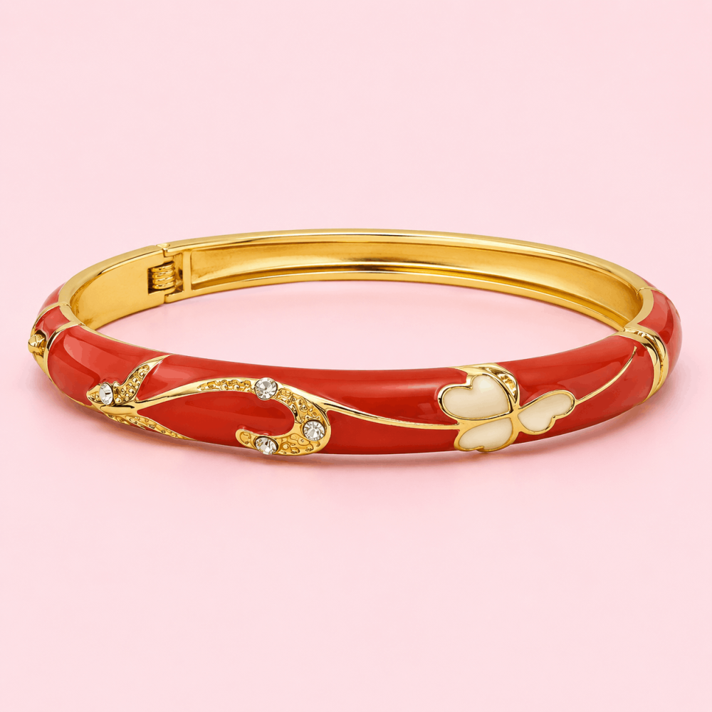 Bracelet Jonc Thaïlandais Trèfle Nacré - Lena| Gaou Bijoux
