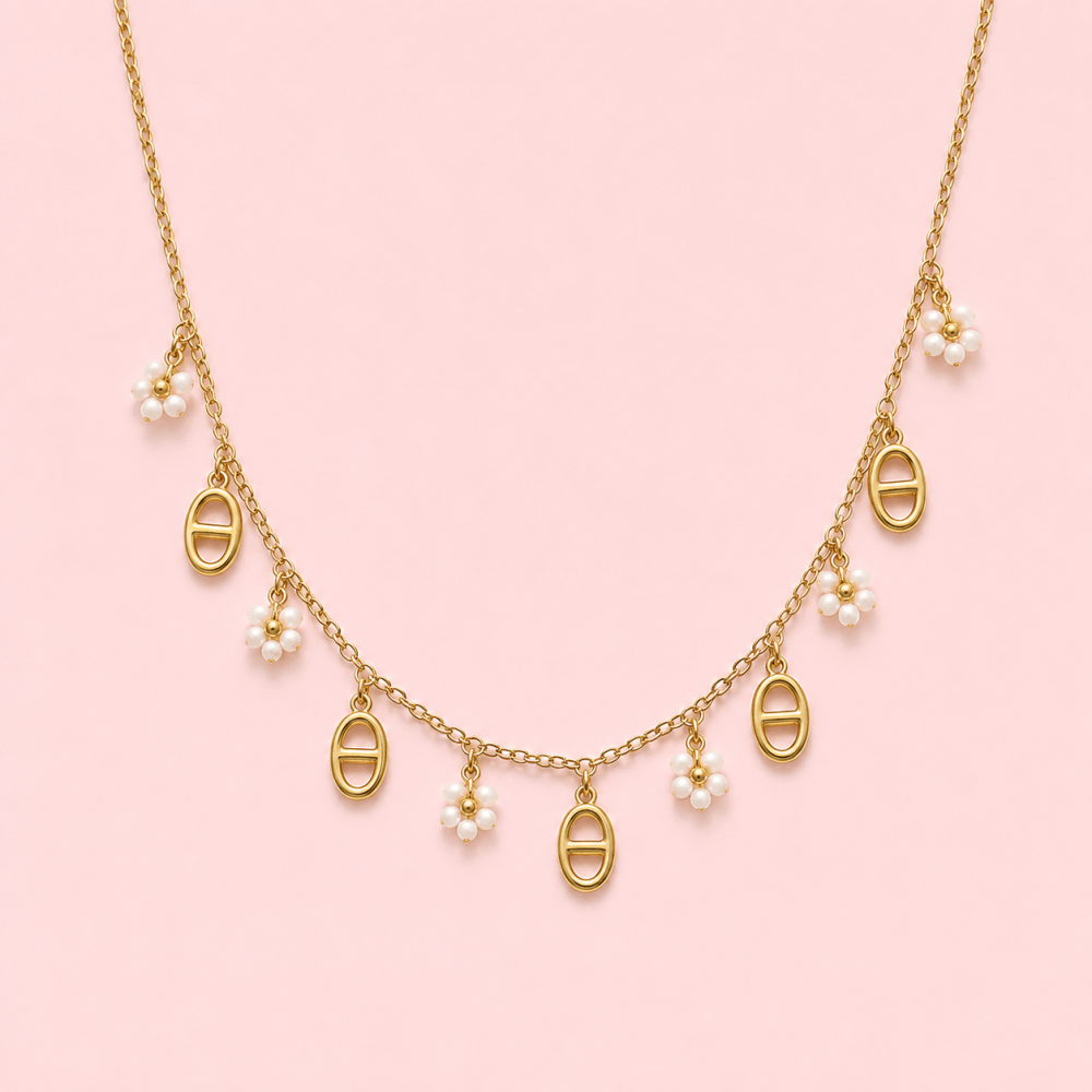 Collier Maille Marine Fleurs Acier | Gaou Bijoux