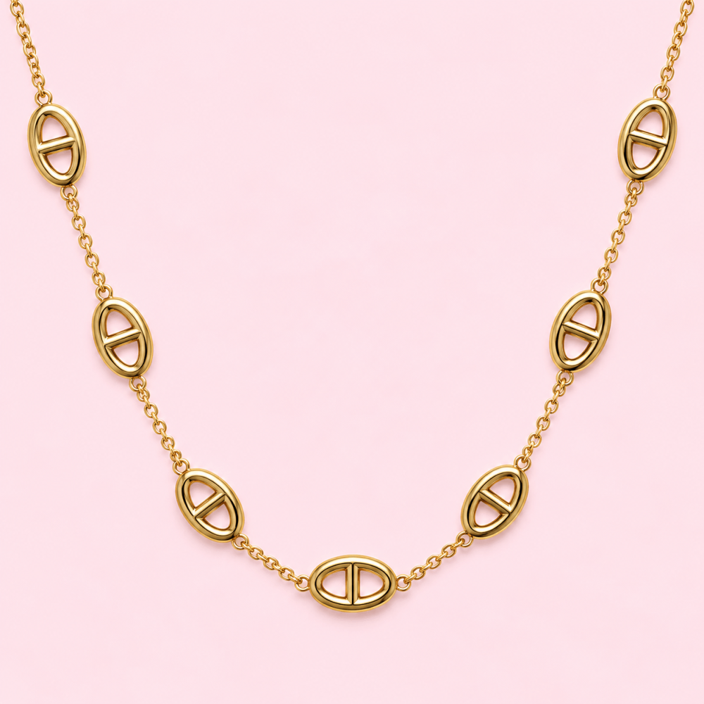 Collier Ras du Cou Maille Marine Acier | Gaou Bijoux