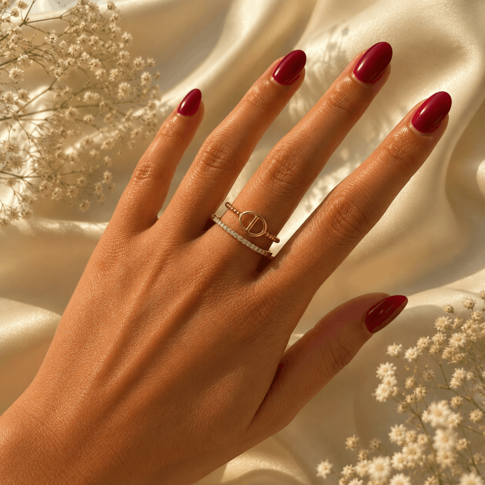 Bague Double Maille Marine Strass en Acier | Gaou Bijoux