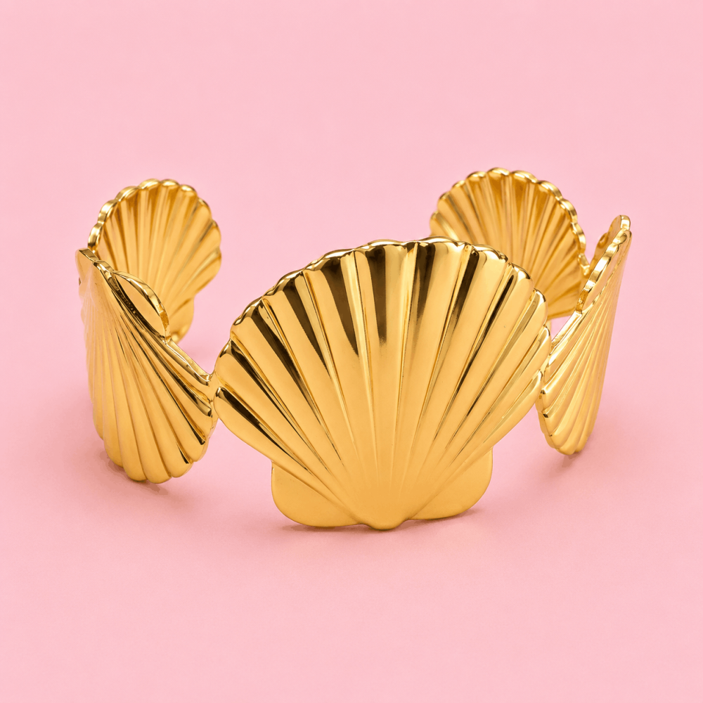 Jonc Manchette Coquillages Acier Inoxydable | Gaou Bijoux