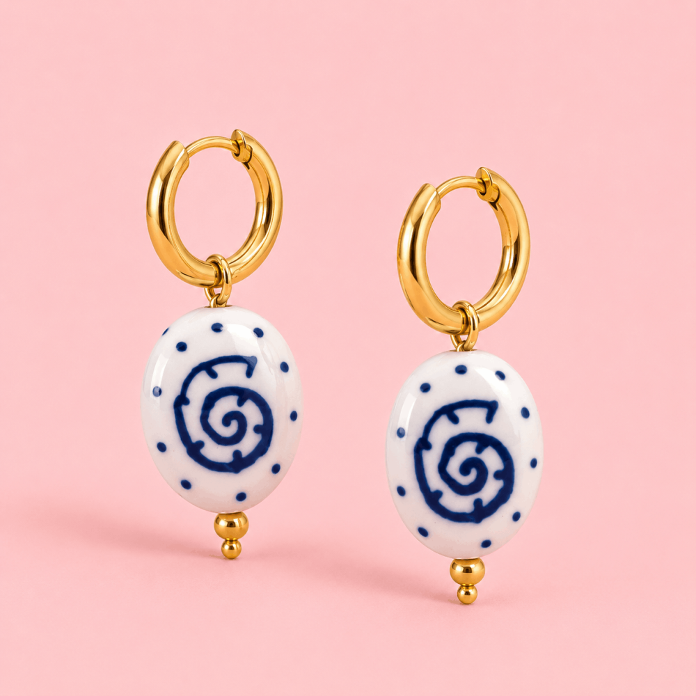 Boucles Coquillage Céramique Acier | Gaou Bijoux
