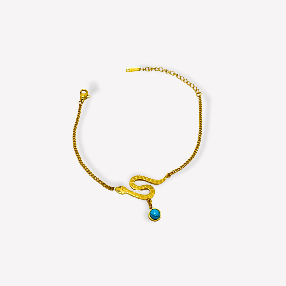 Bracelet Serpent & Pierre Bleue  | Gaou Bijoux