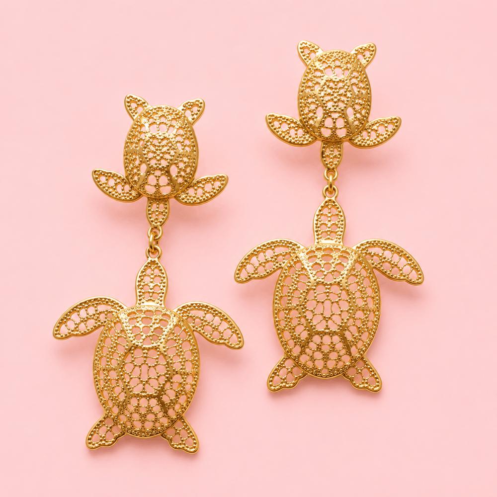 Boucles d'Oreilles Tortue Filigrane | Gaou Bijoux