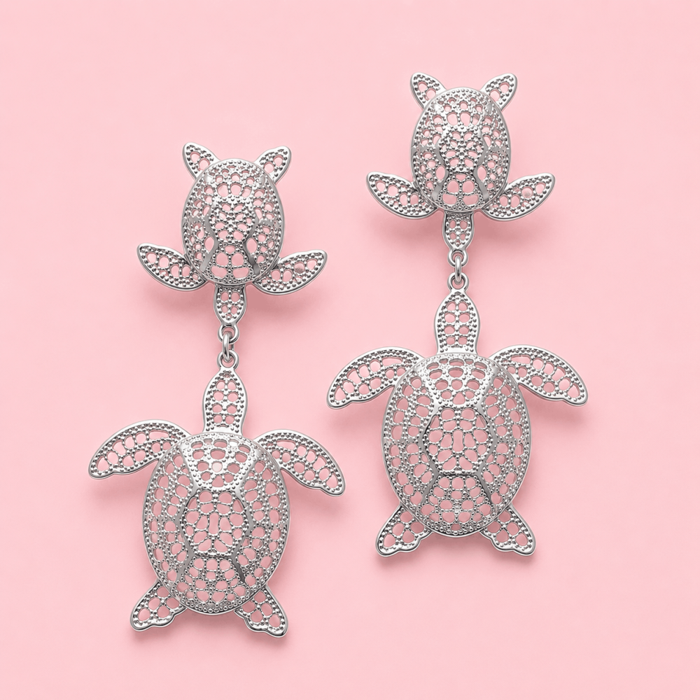 Boucles d'Oreilles Tortue Filigrane | Gaou Bijoux