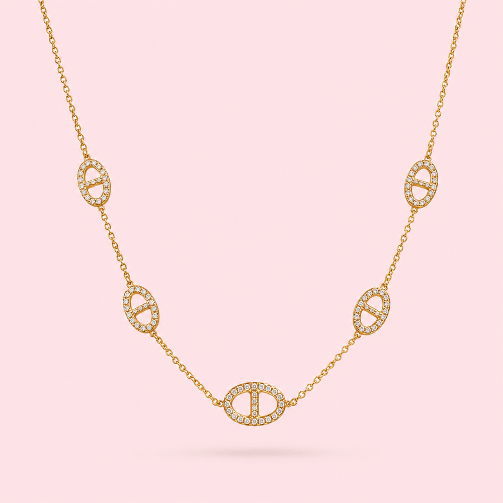 Collier Ras de Cou Maille Marine Strass | Gaou Bijoux