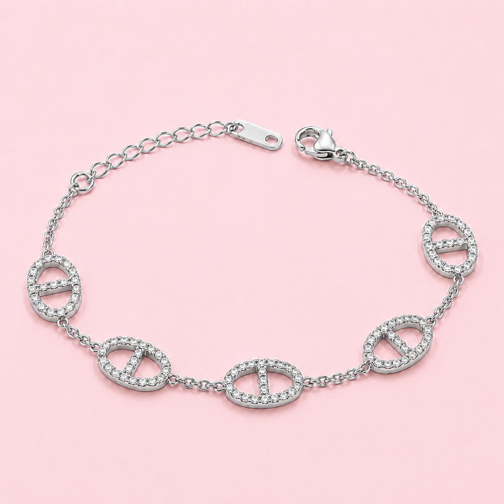 Bracelet maille marine pavé zircons acier inoxydable | Gaou Bijoux