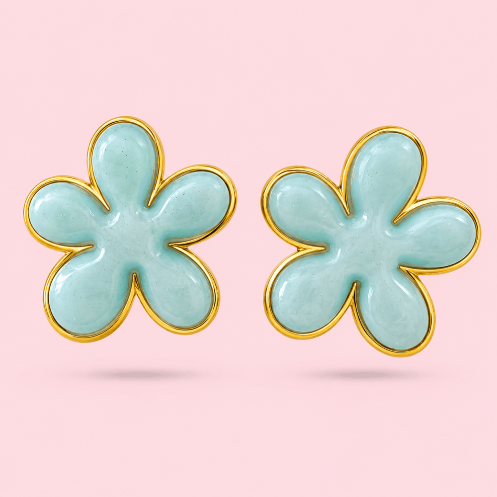 Boucles d'Oreilles Fleur Émaillée Acier | Gaou Bijoux