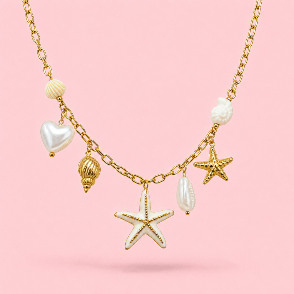 Collier Charms Étoile de Mer & Perles | Gaou Bijoux