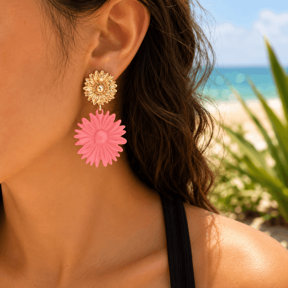 Boucles d'Oreilles Fleur Marguerite | Gaou Bijoux