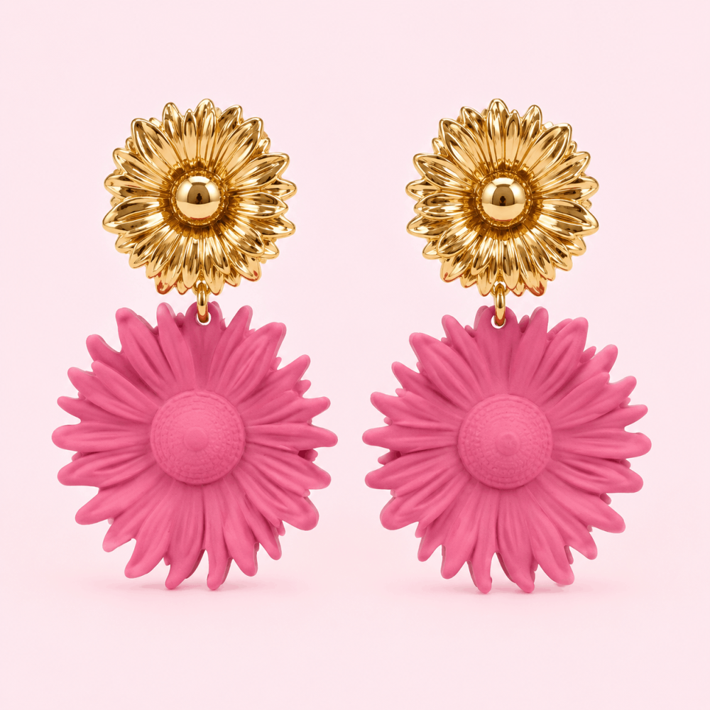 Boucles d'Oreilles Fleur Marguerite | Gaou Bijoux