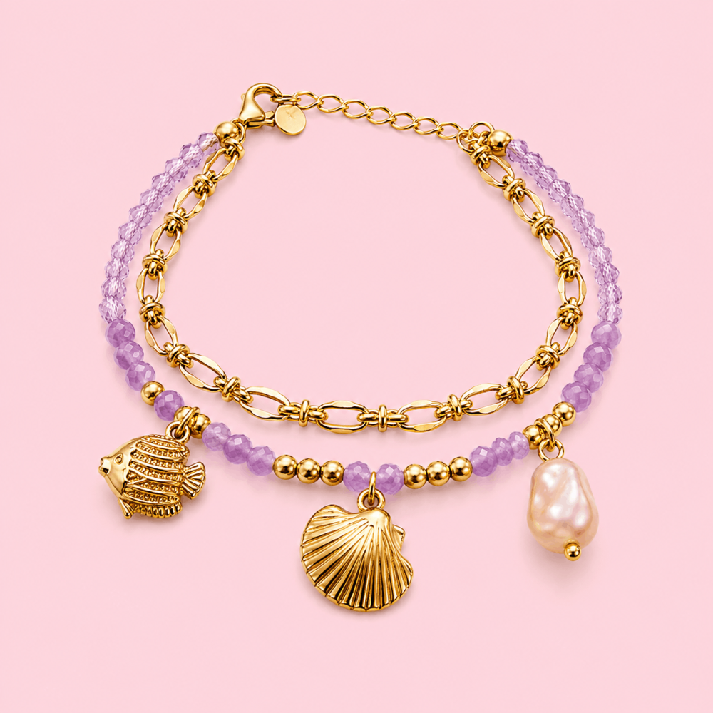 Bracelet Multirangs Coquillage & Perles Colorées | Gaou Bijoux