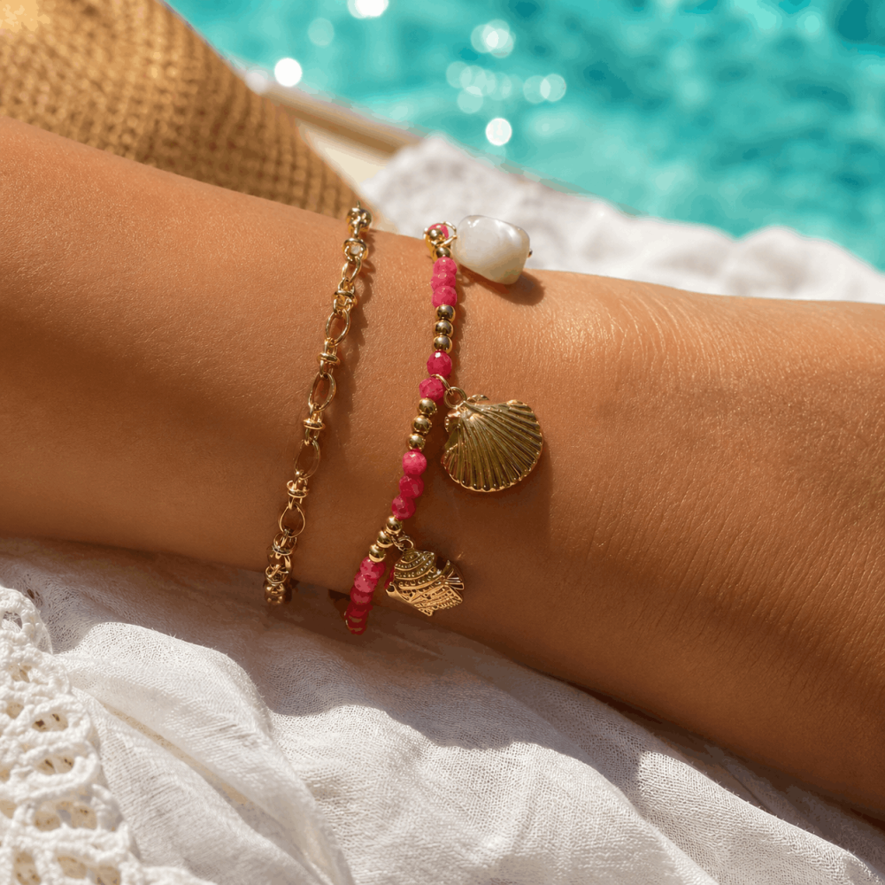 Bracelet Multirangs Coquillage & Perles Colorées | Gaou Bijoux