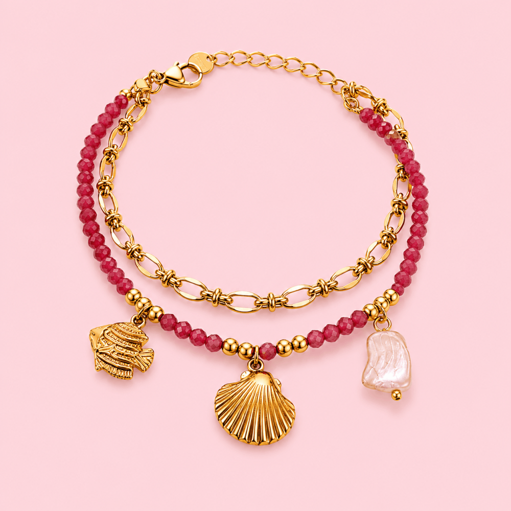 Bracelet Multirangs Coquillage & Perles Colorées | Gaou Bijoux