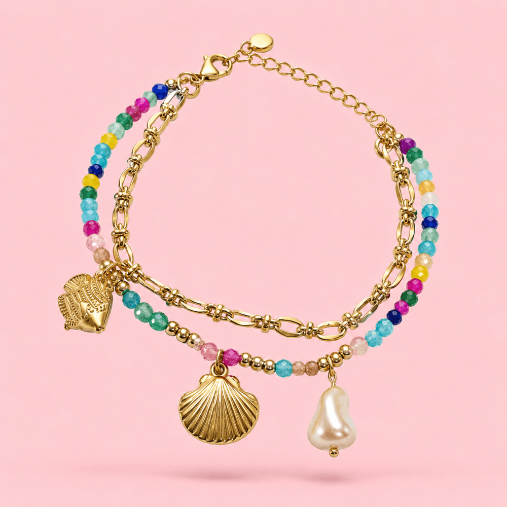 Bracelet Multirangs Coquillage & Perles Colorées | Gaou Bijoux