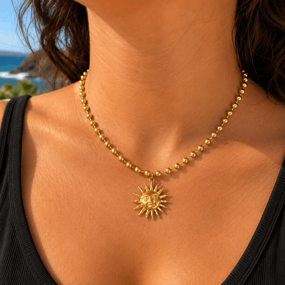 Collier Soleil Perlé Doré | Gaou Bijoux