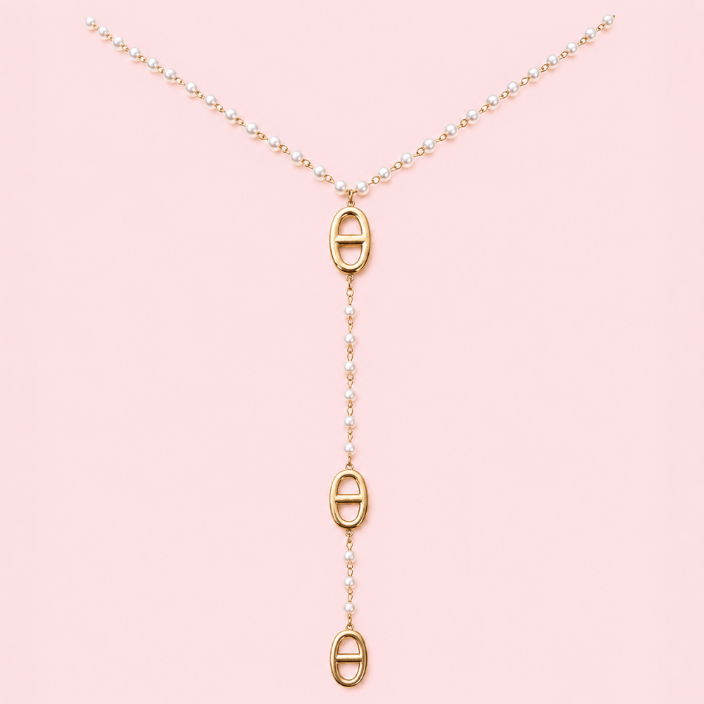 Collier Y Maille Marine & Perles | Gaou Bijoux