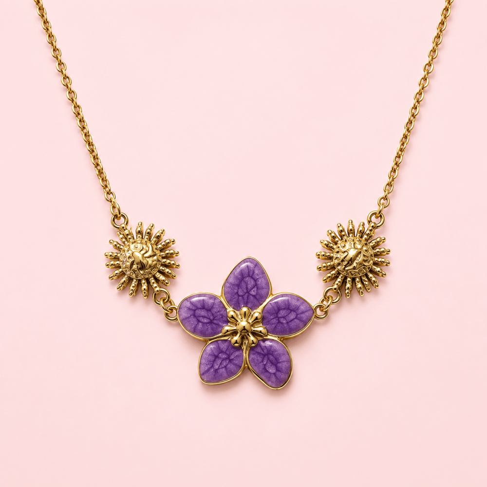 Collier Fleur Colorée Doré  | Gaou Bijoux